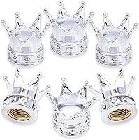 Vista 50 de 4 piezas tapas de vástago de válvula de neumático con corona, con anillo de goma, tapa de válvula de aire de neumático de plástico con núcleo