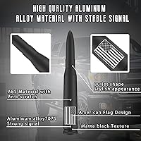 Vista 2 de Antena de bala para camión con bandera de Estados Unidos con tapas de vástago de válvula, mástil para GM Chevy Silverado 1500 2500 3500 HD Ford F150