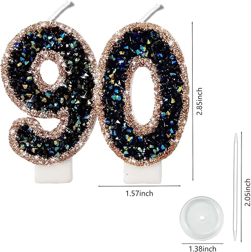 Miniatura 226 de Velas de números con purpurina de oro rosa de 2.8 pulgadas, muchos colores, regalos de cumpleaños de 22 años, velas de cumpleaños, velas de números