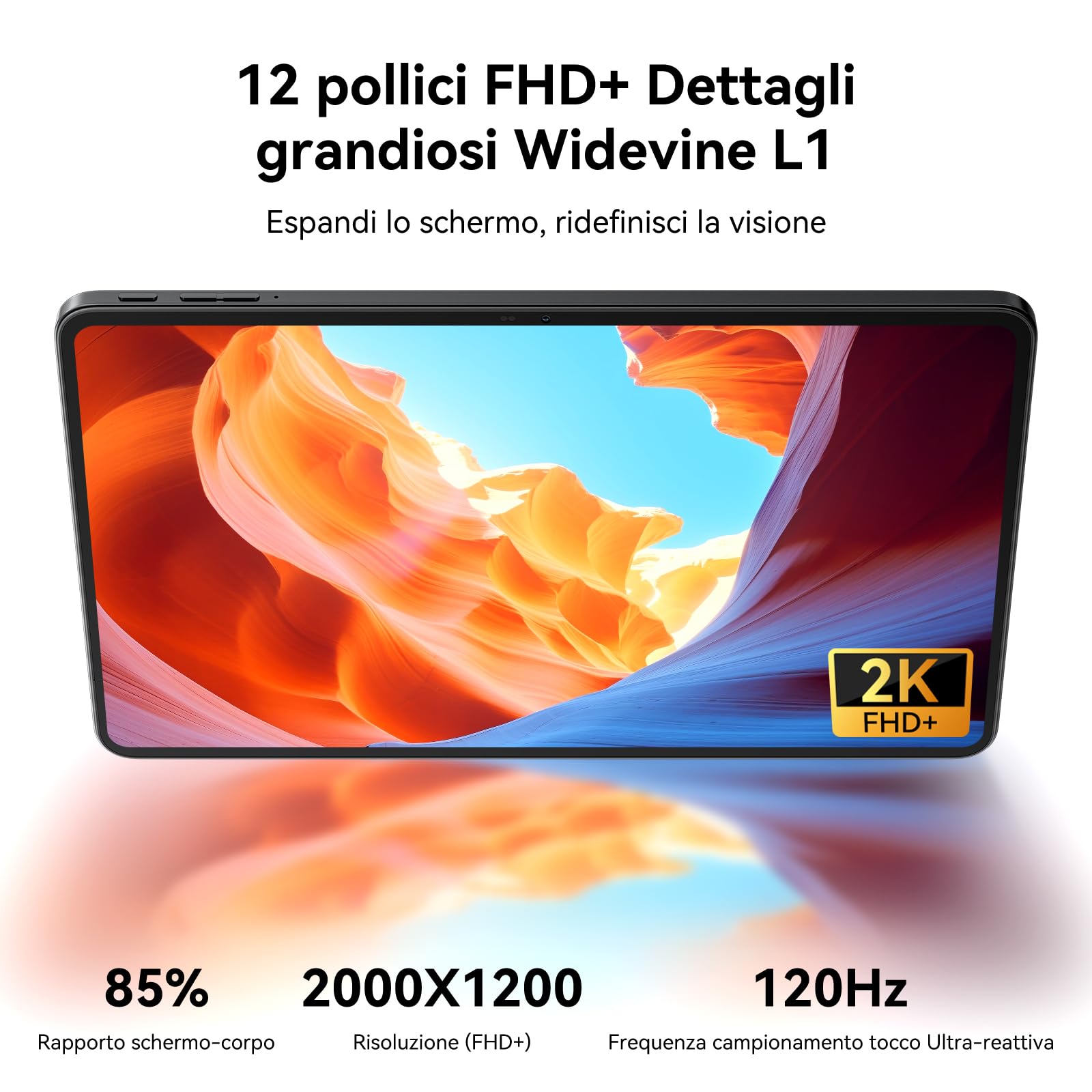 Blackview Mega2 Tablet 12 Pollici Android 15, 24GB RAM + 128GB ROM, 120HZ 2K FHD Gaming Tablet con Tastiera Mouse Mouse Auricolare, 4G LTE+5G WiFi, 9000 mAh, WideVine L1, grigio