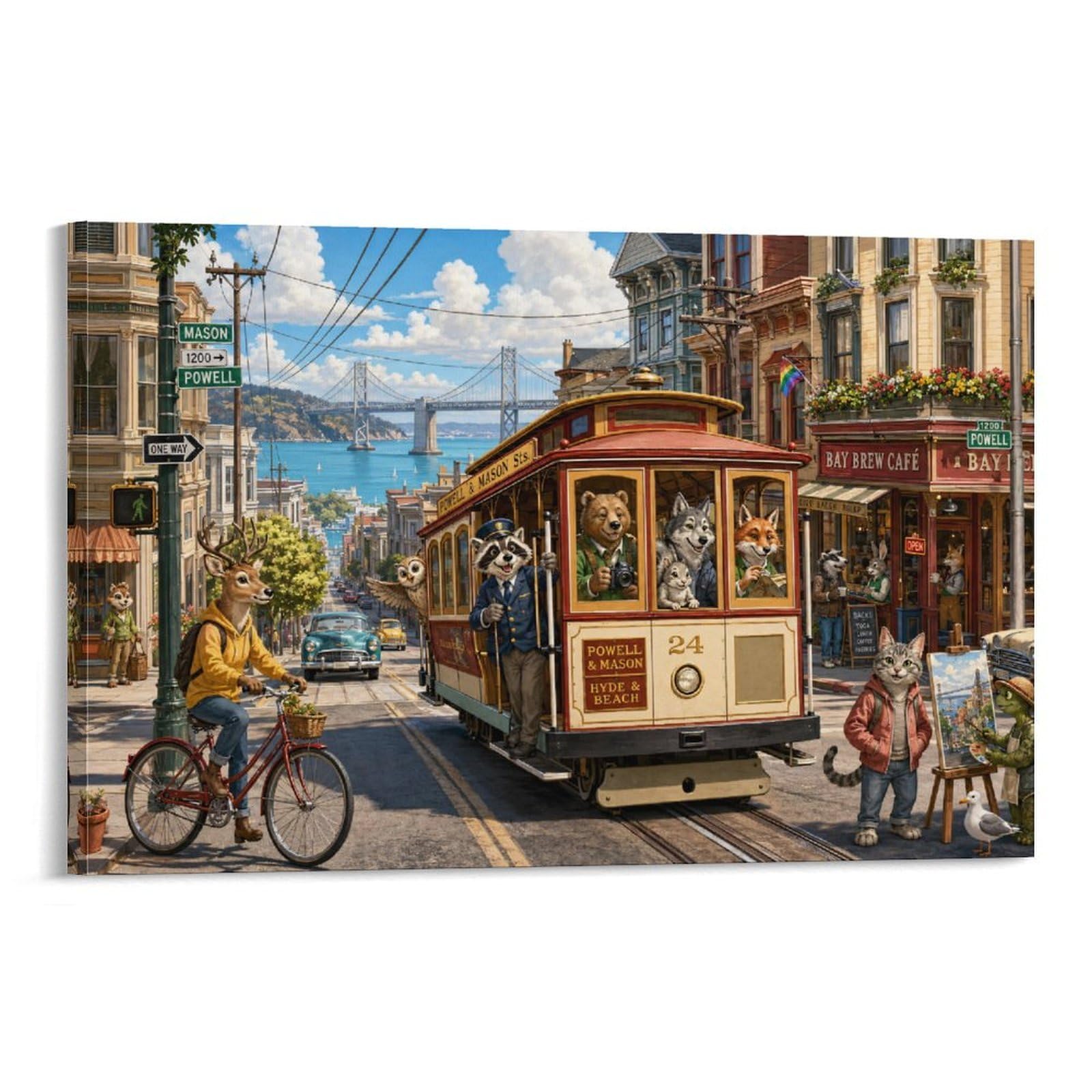 GPMNBCXZK San Francisco Hyde Street Canvas Prints Modern Poster California HD Artwork Wall Art Decor for Bedroom, Dining Room, Home, Office Decorations, Gift 20x30inch(50x75cm)