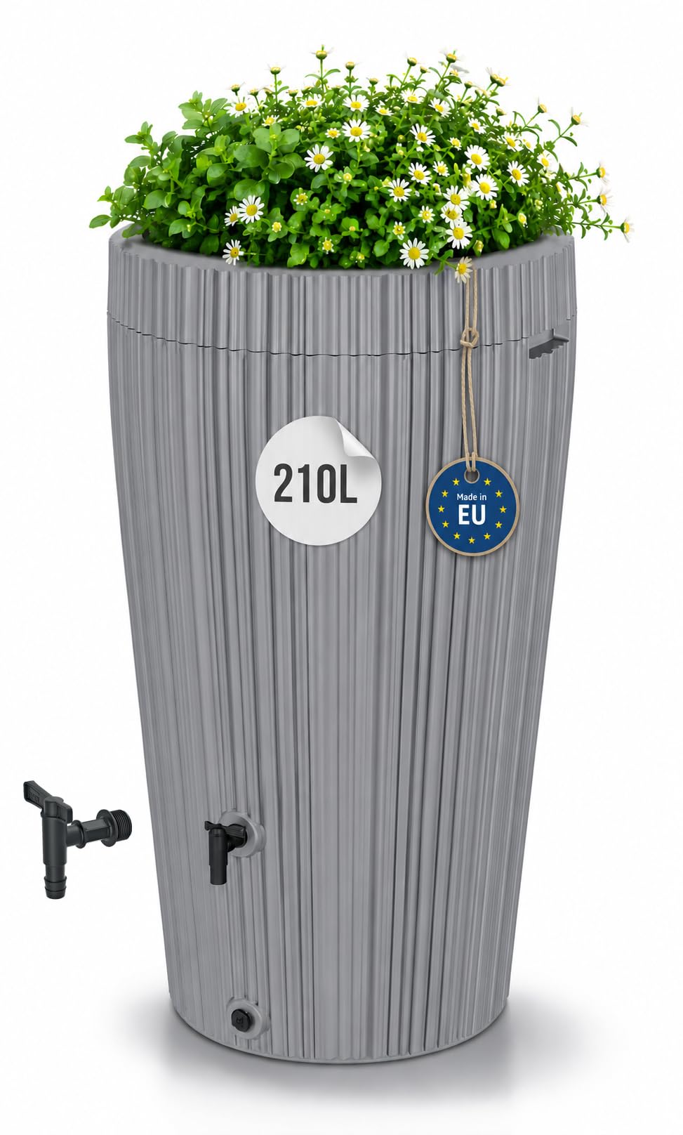Zbiornik na deszczówkę, 210 l, pojemnik na wodę do ogrodu, zbiornik na deszczówkę
