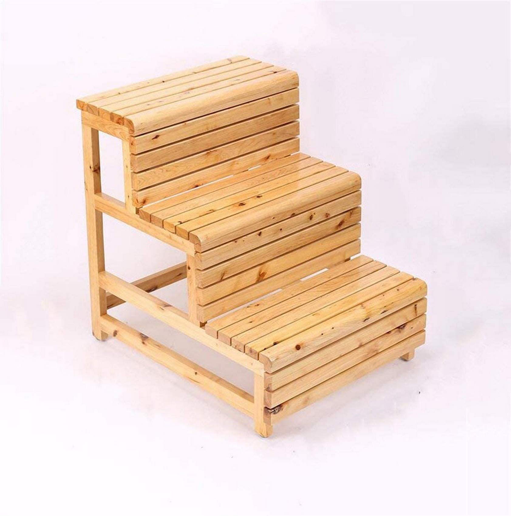 Chaise pliante et tabouret de salle de bain à 3 marches en bois naturel