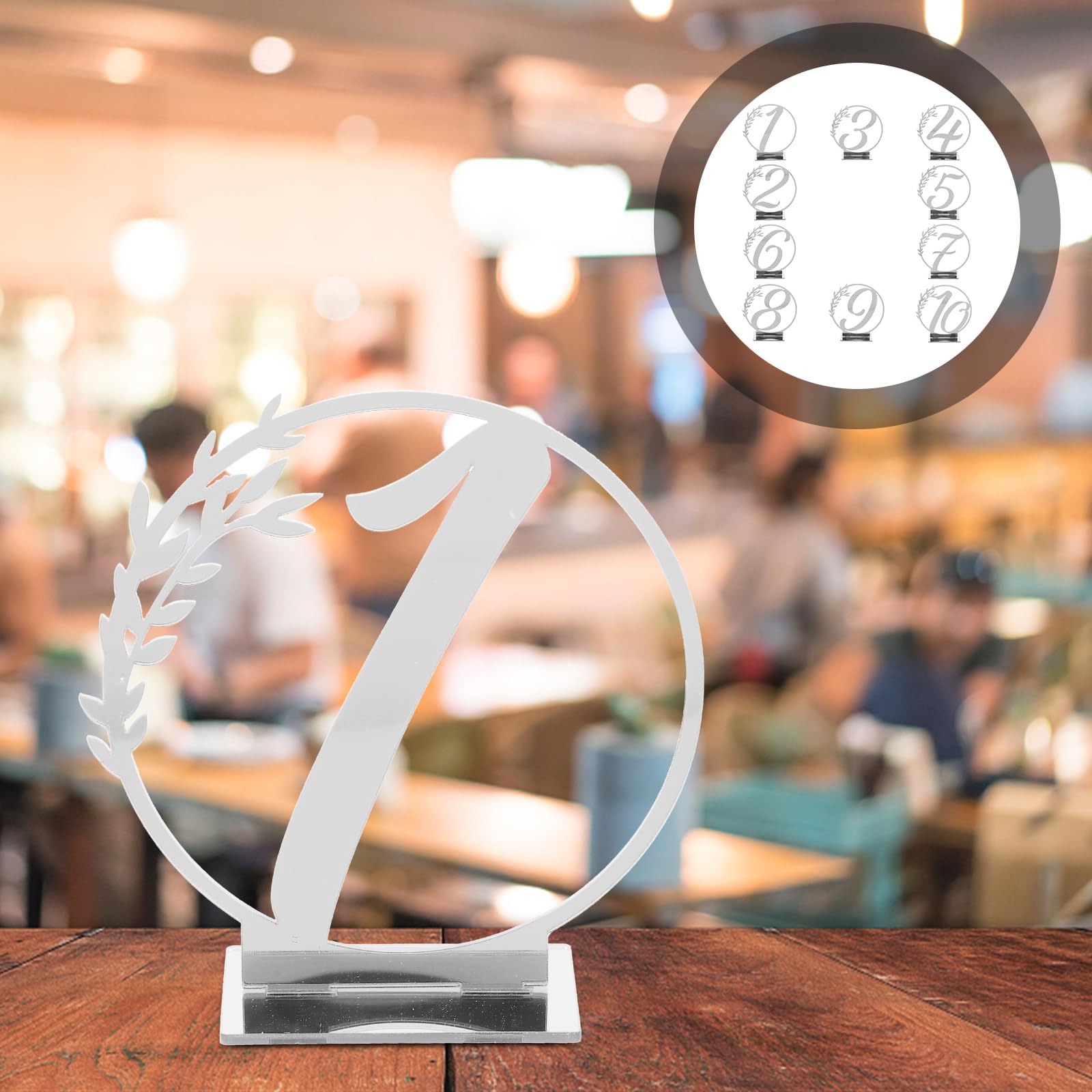 BESTonZON 10 numeri da tavolo per matrimoni, in acrilico, 1 – 10 targhette per banchetti per matrimoni, per ricevimenti di nozze, decorazione da tavolo argento