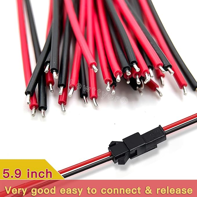 Conector JST SM 2 Pines Macho Hembra 150mm 18AWG 20 Pares miniatura 5