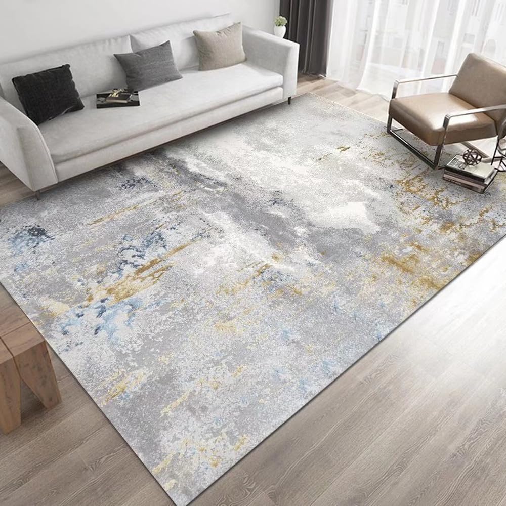 Tapis abstrait gris clair 60x90 cm en flanelle moderne pour chambre et salon