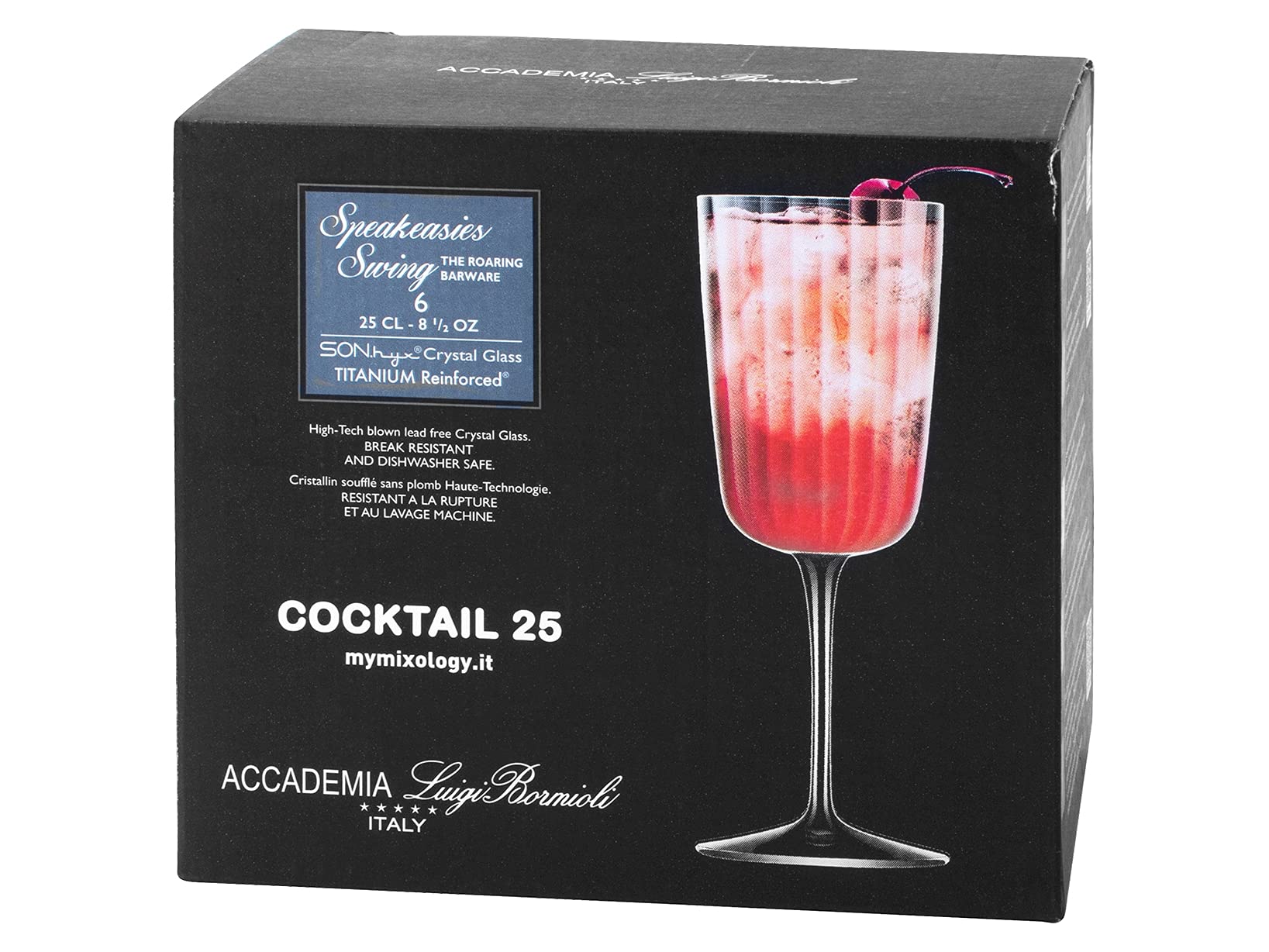 Bormioli Luigi Speakeasies Zestaw 6 kieliszki Koktajl, Szkło Dźwiękowe Przezroczysty, 25 c