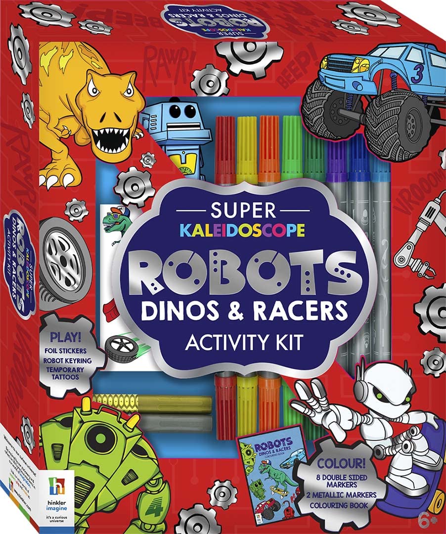 Hinkler Super Kaleidoscope Robots, Dinos and Racers Activity Kit