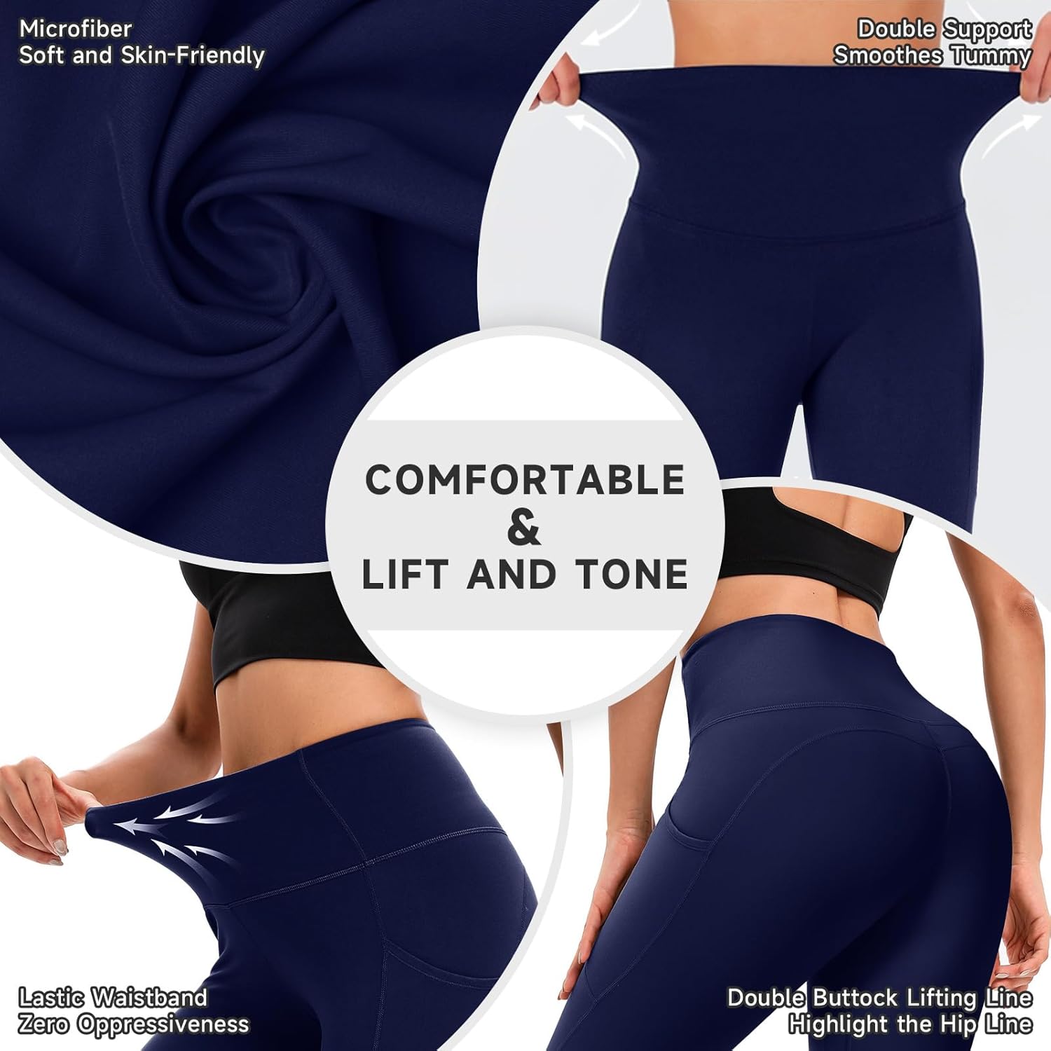 Leggings for Women, Upgraded High Waist Capri Yoga Leggings Workout Running Tummy with Pockets for Women - Image 3