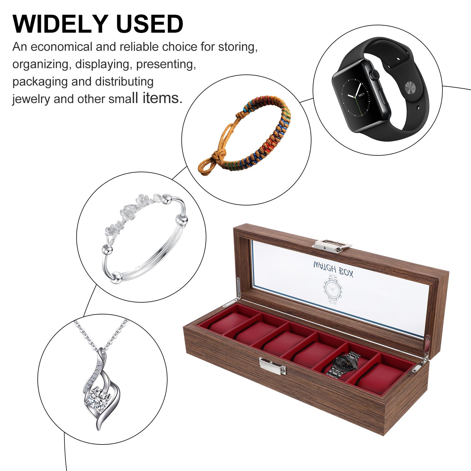 Vitrina para Relojes de Madera para Proteger Relojes del Daño y Arañazos 6 Ranuras, Caja Organizadora Elegante en Ocasiones Obsequios