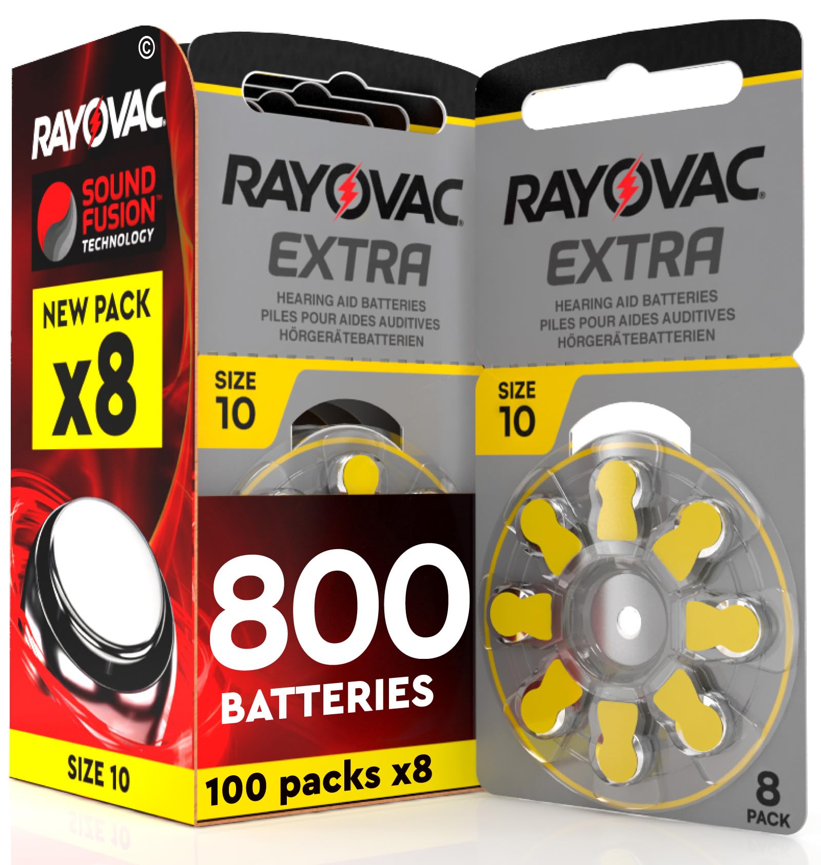 800 Batterie per apparecchi acustici Rayovac Extra 10. - 100 blister da 8 batterie