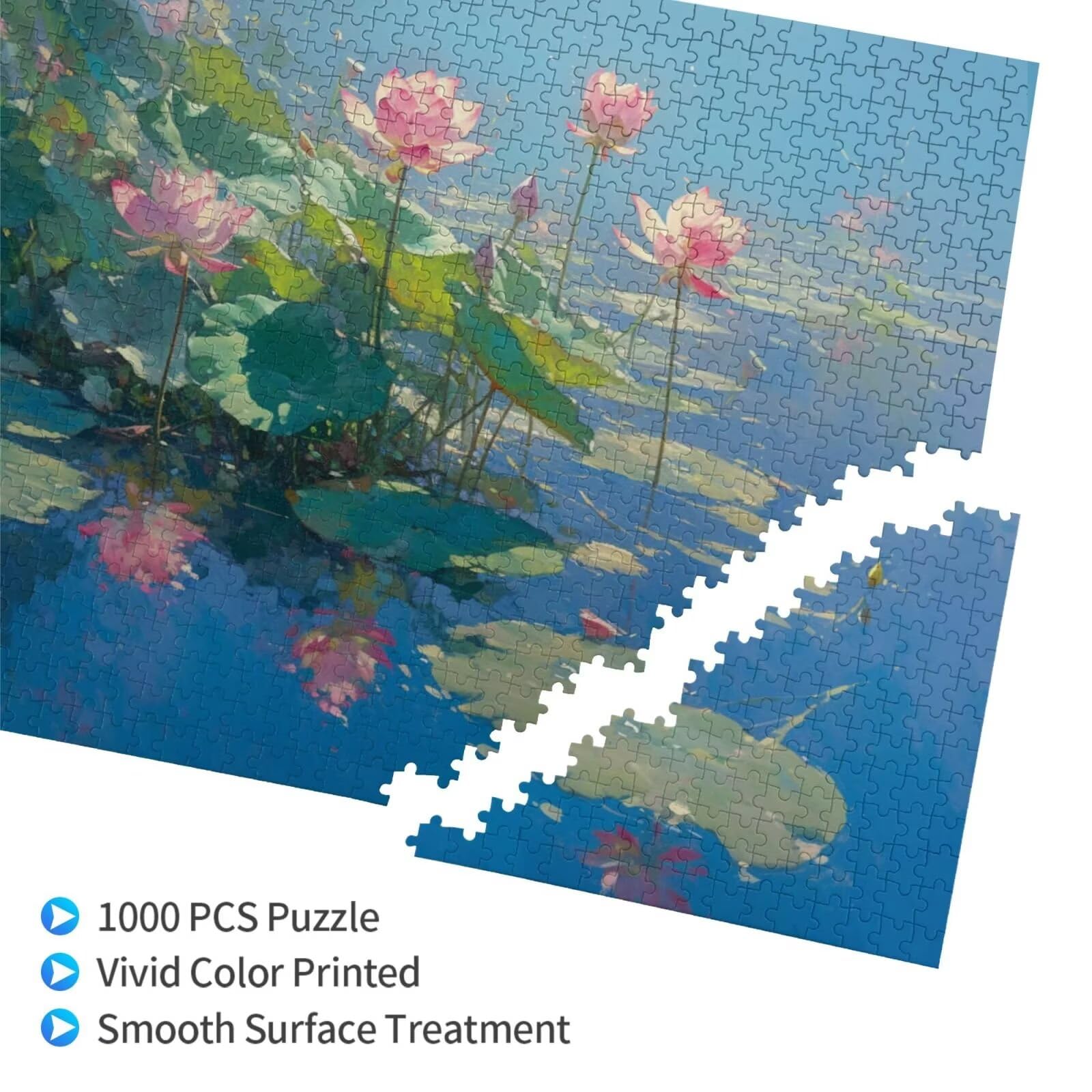 Puzzle z motywem lotosu, 3000 elementów, krajobraz, puzzle dla dorosłych, z pudełkiem na prezent, duże drewniane puzzle dla dorosłych, gra zręcznościowa dla całej rodziny, prezenty dla kobiet, 81 x