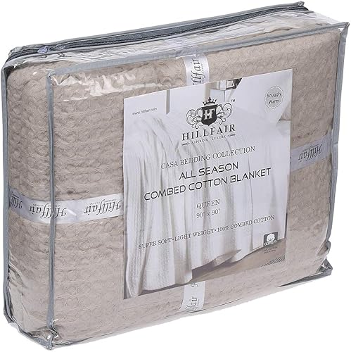 Miniatura 2 de HILLFAIR Manta de 100 % algodón peinado, manta de cama tamaño King, cálida, suave, para todas las estaciones, transpirable, ligera, manta de verano,
