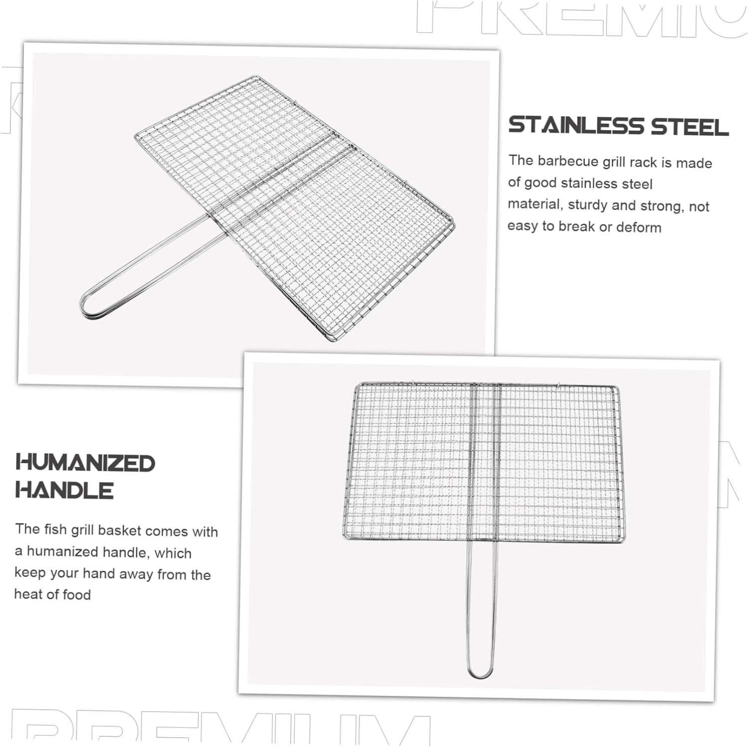 Fish Grill Basket Clip Stainless Steel Grill Mesh Rack Grilling Accessories