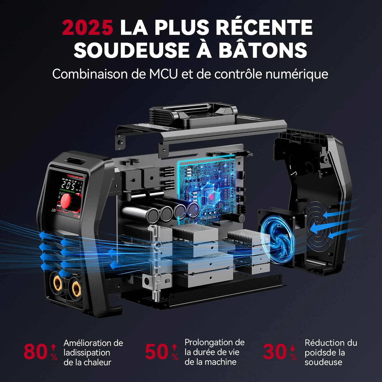 ARCCAPTAIN iControl ARC205 Pro Poste a Souder, [Contrôle APP] 205A Soudage ARC/TIG Lift Poste à Souder, Grand Écran LED Large, Inverseur IGBT 230V avec Démarrage Chaud, Force d'Arc et Anti-Adhérence