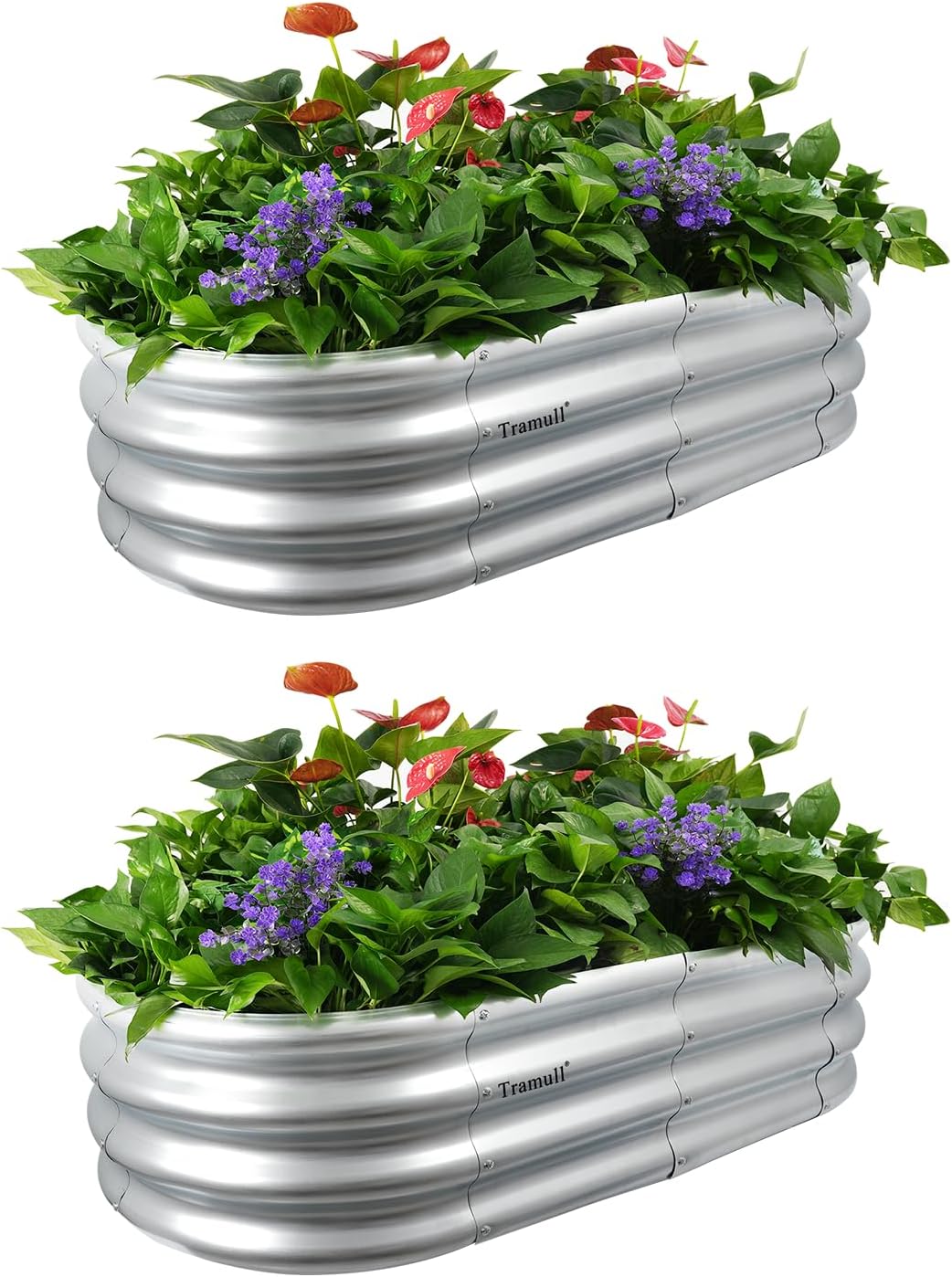 4x2x1ft Galvanized Raised Garden Bed Outdoor, 2-Pack 12" Tall Metal Raised Beds for Gardening, Planter Boxes for Plants Vegetables, Flowers, Herbs & Tomato, Bottomless Elevated Garden Beds Kit, Silver