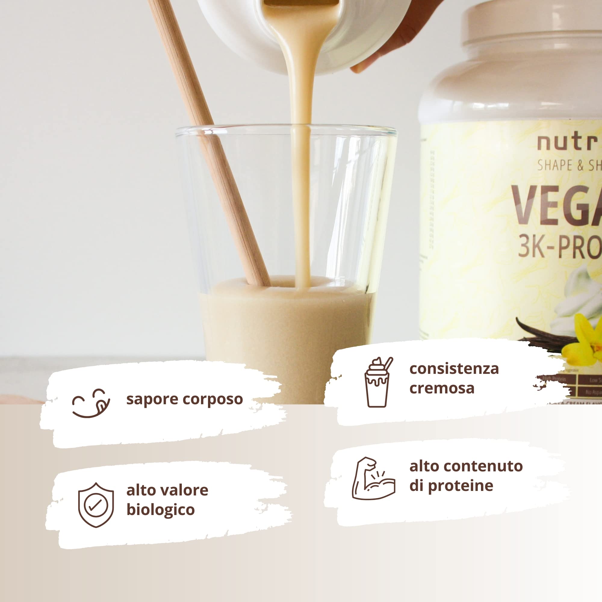 PROTEINA IN POLVERE VEGAN Gusto Neutro 85% di Proteine - Nutri-Plus 3K-Protein Powder Natural - Polvere Proteica senza Lattosio - Isolato proteico
