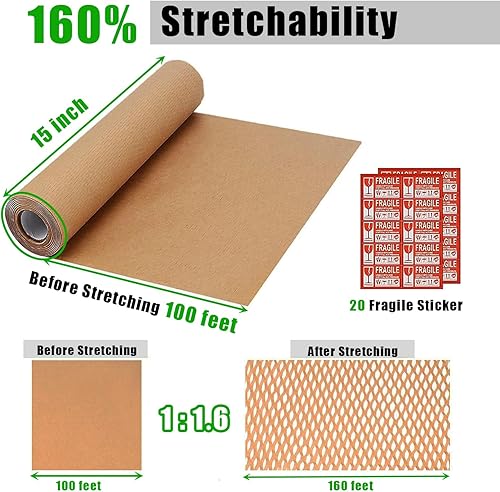 Miniatura 2 de Papel de embalaje de nido de abeja, papel de embalaje ecológico de 15 x 100 pies para mover papel reciclable de panal de abeja, suministros de