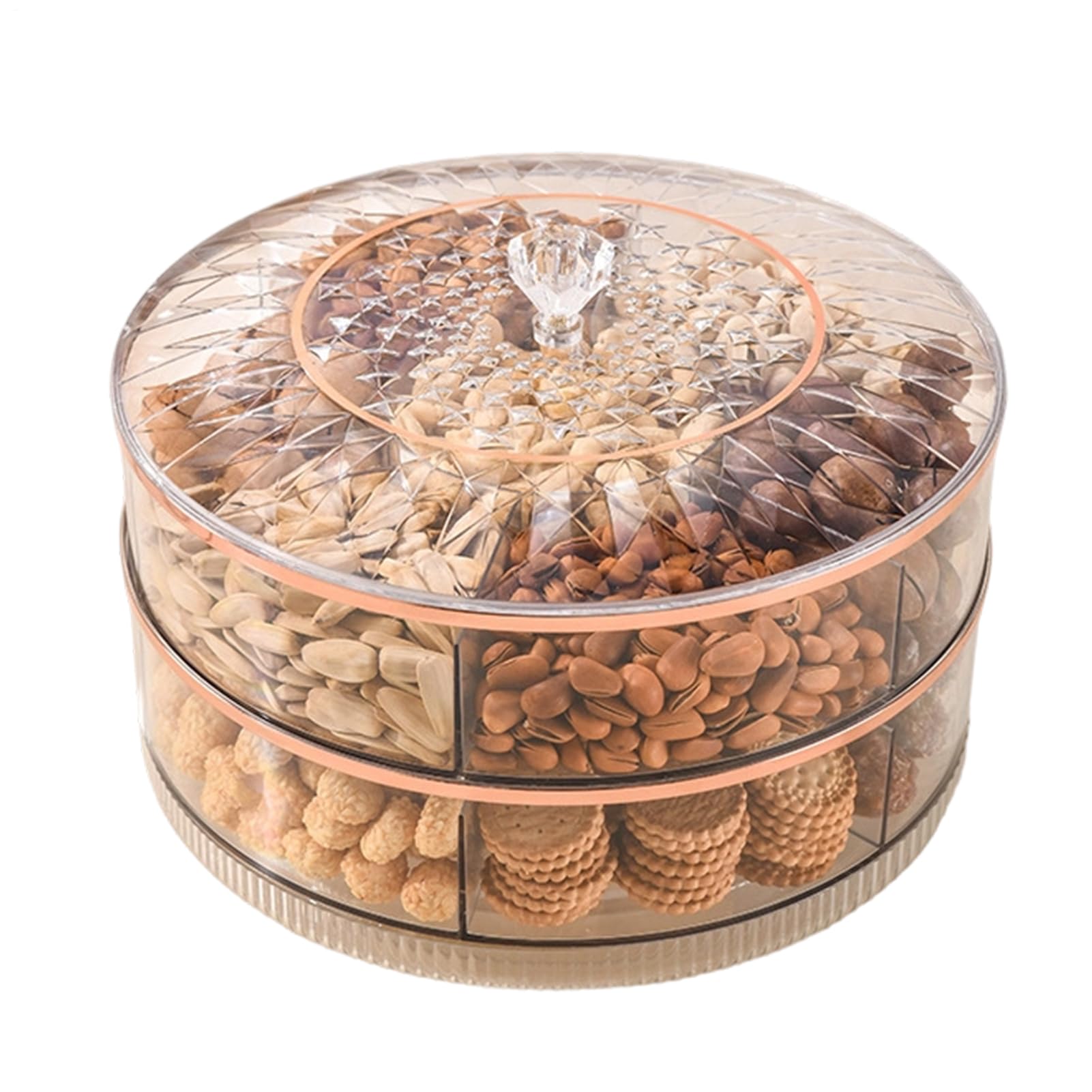 Bandeja de servir con divisiones Contenedor Giratorio de 7 Compartimentos | Bandeja de snacks con asa Para Frutos Secos, Almacenar, Servir, , Picnics, Bodas y Eventos