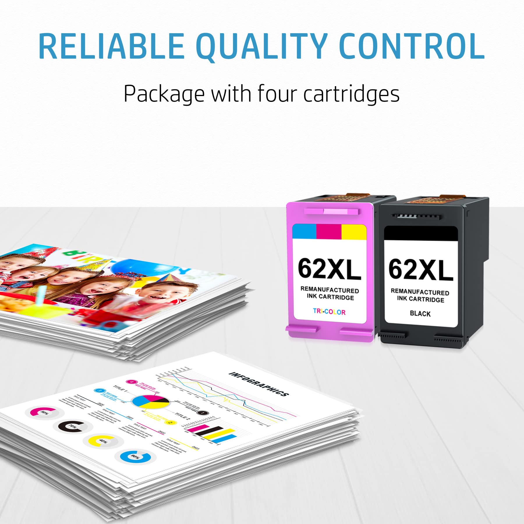 7Magic Cartucce Compatibili HP 62 Nero e Colore, HP 62XL per Envy 5540 5740 7640 5547, Officejet 5740 200 250 (Nero e Colore)