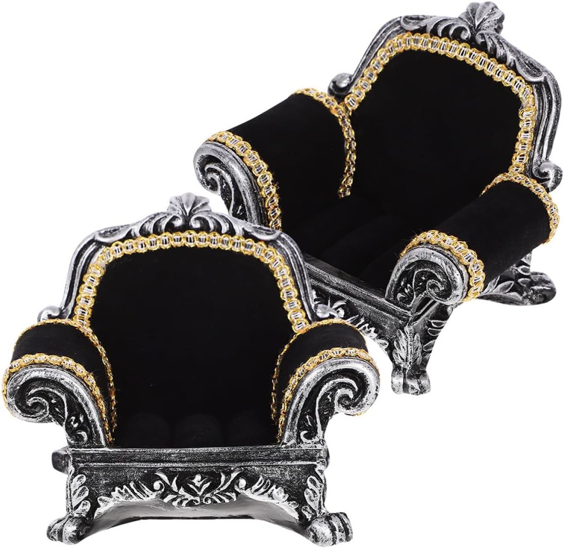 2pcs Sofa Shaped Jewelry Ring Holder Organizer with Earring Stands Compact Dark Jewelry Display for Table Storage and Selling