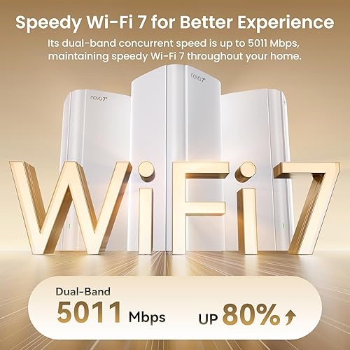 Miniatura 3 de Tenda Sistema WiFi de malla WiFi 7 BE5100  Cobertura de doble banda para todo el hogar (6.600 pies cuadrados), 1 x 2.5G + 2 puertos Gigabit de 1G,