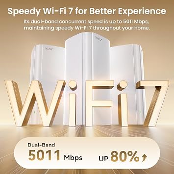 Tenda ME6 Pro WiFi 7 Mesh System - BE5100 Dual-Band (5GHz: 4323 Mbps,2.4GHz: 688 Mbps), Wide Coverage, 1×2.5G and 2×1G Ports, Seamless Roaming, VPN, 4K-QAM, NFC Connection
