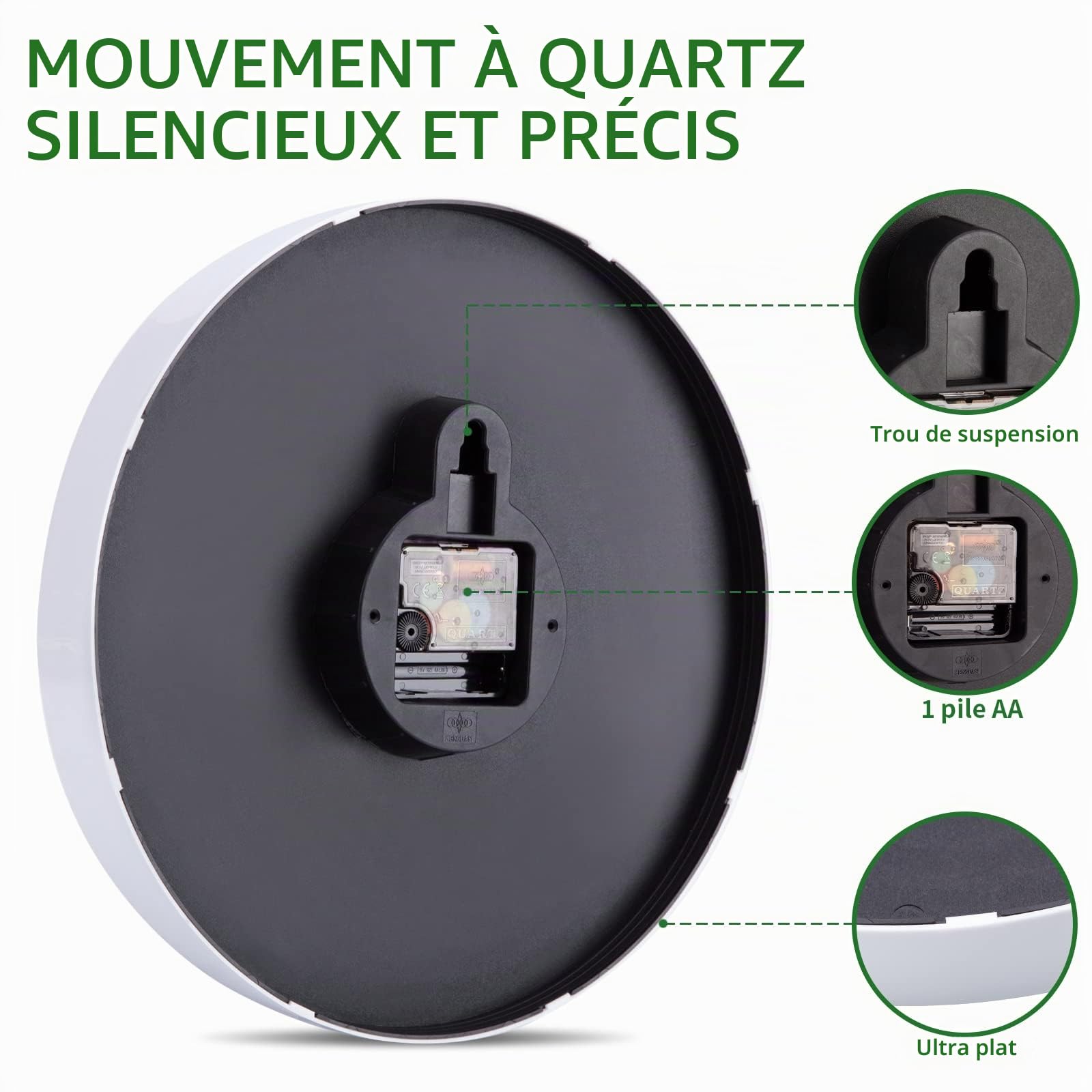 ACCSHINE Horloge Murale Numérique Silencieuse 25 cm Design Moderne