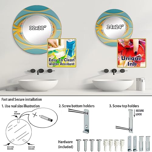 Miniatura 4 de Pink Moon Awakening Art Nouveau I - Espejo de tocador, espejos de baño, espejos de pared para sala de estar, dormitorio, espejo redondo, grande, 24