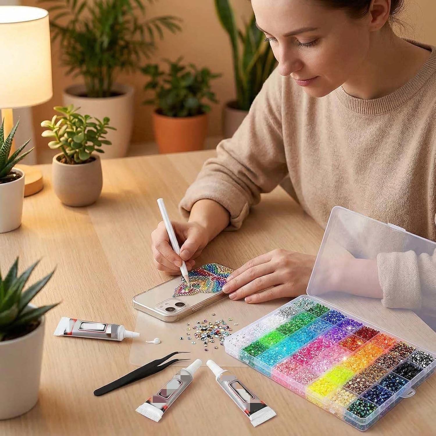 32000Pcs Bedazzling kit 42 Colors Resin Jelly Rhinestones, Multicolor 3mm Flatback Bedazzled Gems for Diamond Art, Bedazzler kit with Glue for Nail Art Makeup Crafting Book Clothes