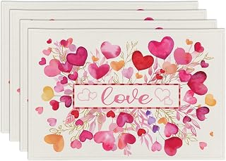 Mothers Day Placemats Spring Hearts Branch Placemat Set of 4 Magic Washable Valentines Place mats 12 x18 Inches Seasonal Dining Table Mats Indoor for Kitchen Table