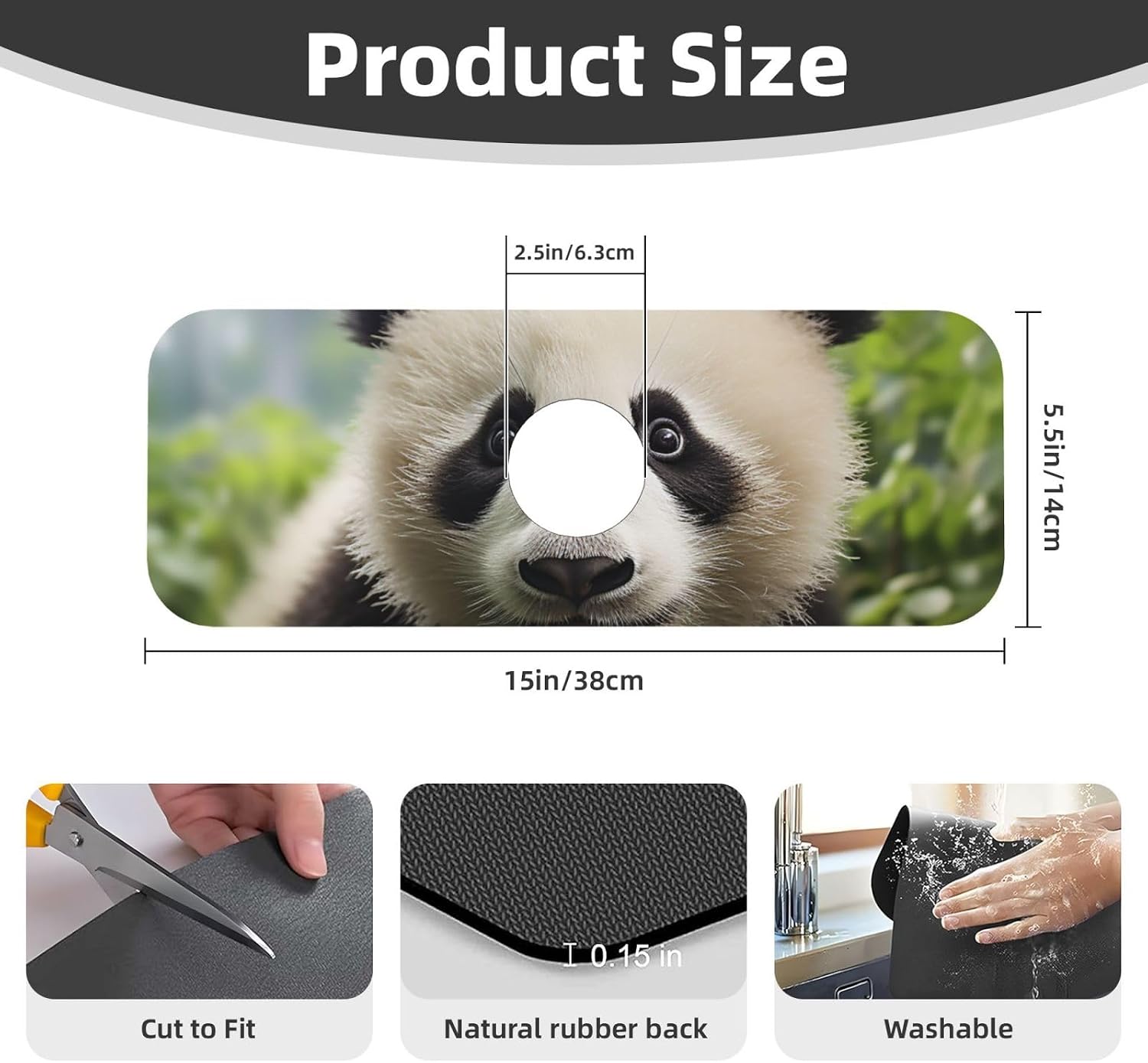 Cute Animal Bear Splash Guard Mat For Kitchen Sink, Super Absorbent Fast Drying Faucet Mat Draining Mat Sink Gadgets Behind Faucet Sinkmat For Kitchen And Bathroom 15"X5.5" image 2