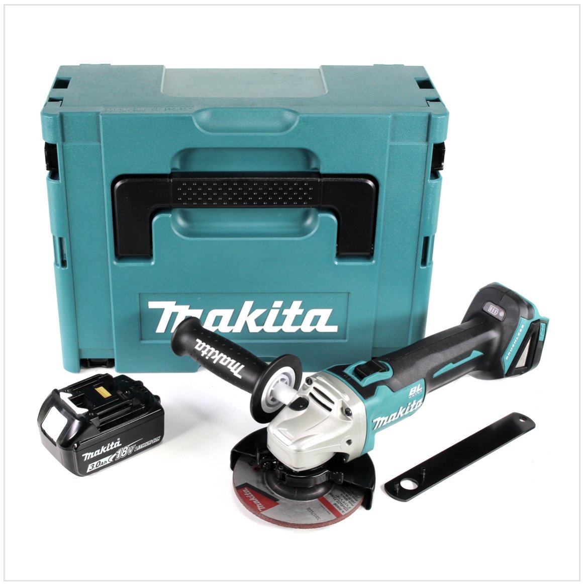 Makita DGA 504 F1J akumulatorowa szlifierka kątowa 18 V 125 mm bezszczotkowa + 1 x akumulator 3,0 Ah + Makpac – bez ładowarki