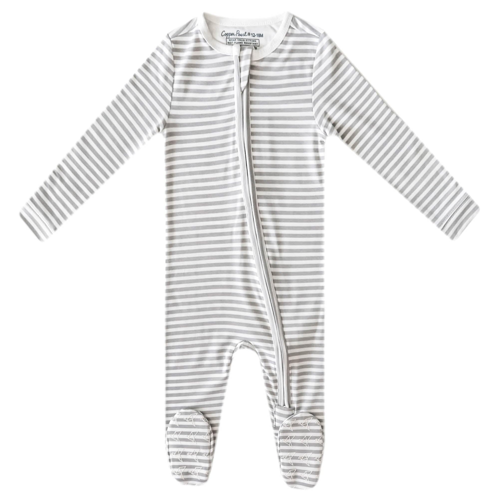 Copper Pearl Baby Zip-Up Footie Pajamas - Soft Stretchy Sleep and Play Footies for Boys and Girls