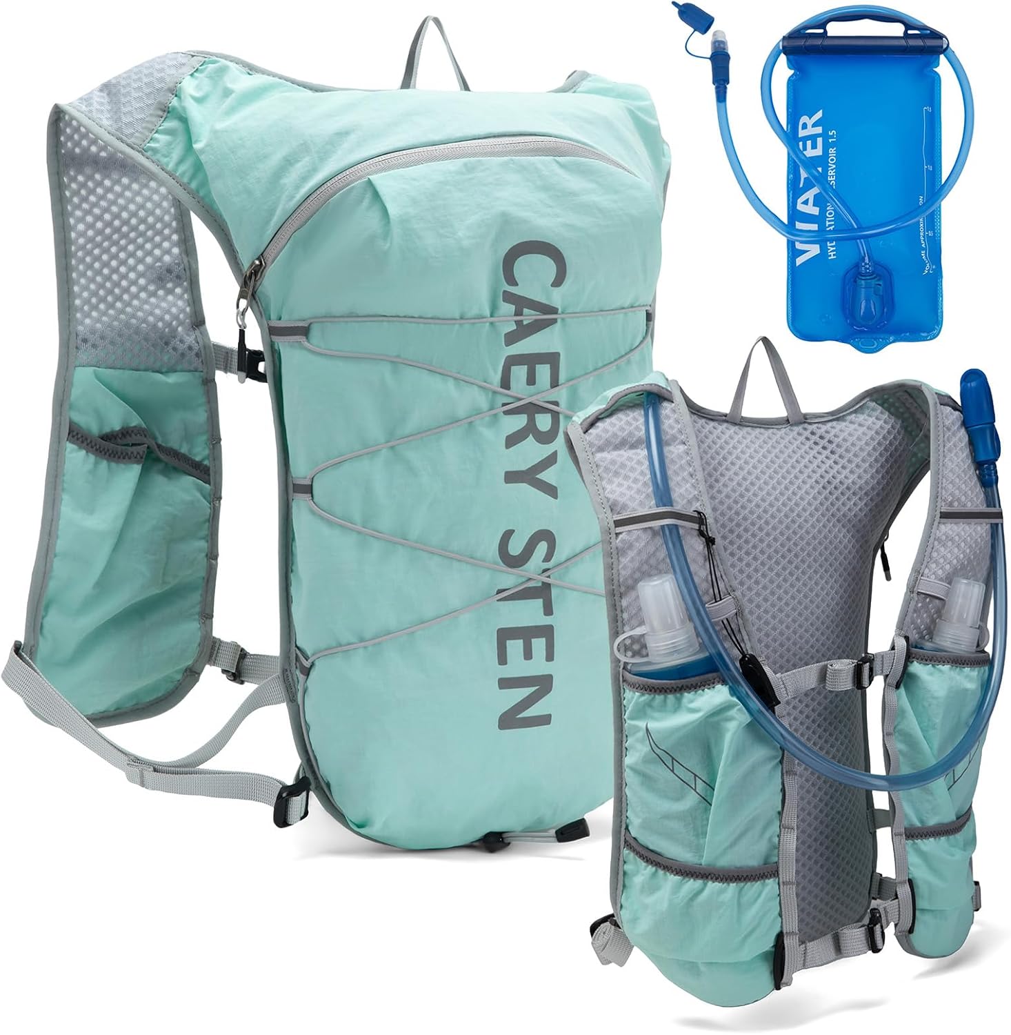 Carey STEN Hydrated Backpack, Running Vest, paired with a 1.5L Water Bag Hiking Backpack, Suitable for Running, Hiking, Marathon, and Both Men and Women Carey STEN Hydrated Backpack, Running Vest, paired with a 1.5L Water Bag Hiking Backpack, Suitable for Running, Hiking, Marathon, and Both Men and Women