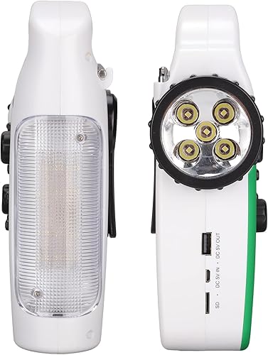 Miniatura 9 de Radio meteorológica digital multifuncional con AMFM RD399 Radio Teléfono Carga Solar Powered Emergencia Manivela Radio con linterna para exteriores