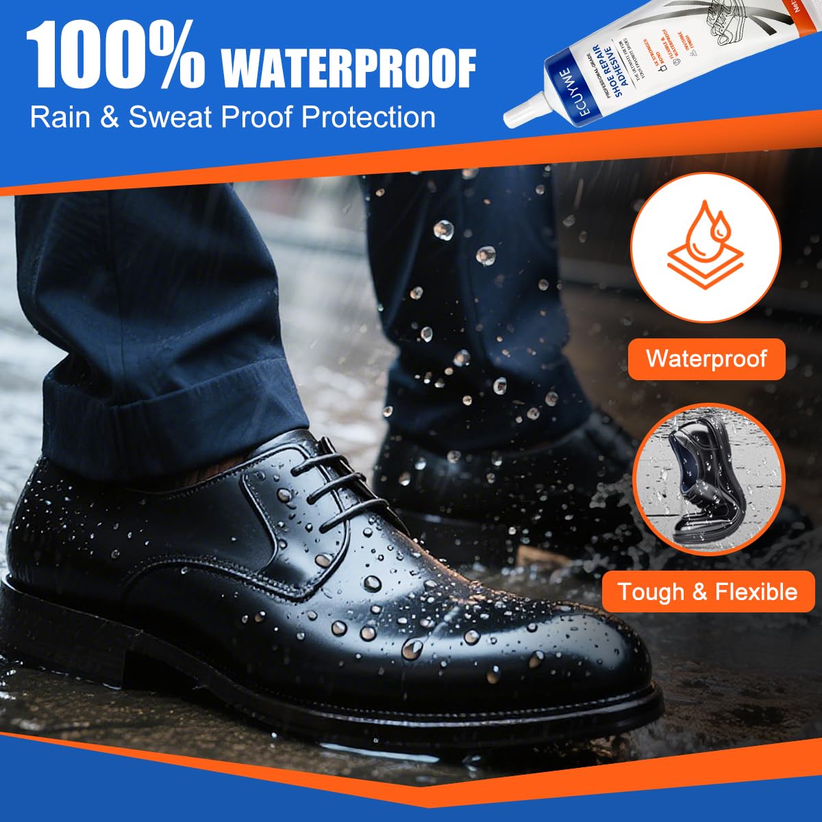 StrongBond Shoe Glue, 100ML Professional Grade Super Glue for Shoes Boots Leather Repairs Permanent, Flexible Waterproof Clear Drying Formula Fast Setting Adhesive for Insoles, Soles, Heels & More - Image 5