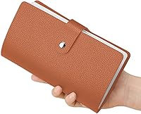 Vista 6 de Soporte grande para tarjetas de visita con 96 ranuras para tarjetas, soporte para tarjetas de crédito RFID de cuero, tarjeta de crédito estilo libro