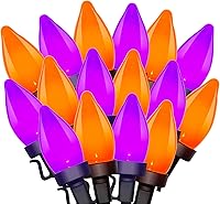 Vista 17 de Luces de Navidad C7, 25 pies de cadena de luces de Navidad transparentes para exteriores con 27 bombillas incandescentes blancas cálidas