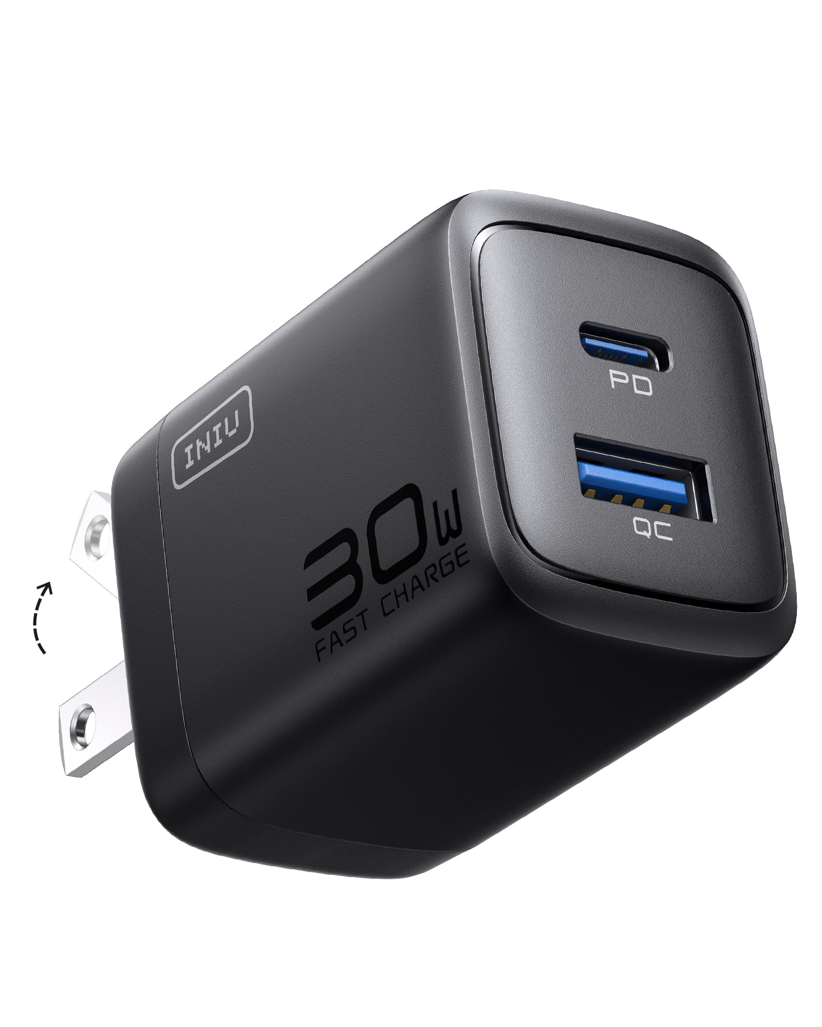 INIU 30W USB C Charger, PD QC3.0 Fast Charging USBC Wall Charger Block, 2 Ports USB-C Power Adapter for iPhone 16 15 14 13 Pro Max Samsung S23 S22 Note 20 iPad Pro AirPods Google Pixel Tablet Switch