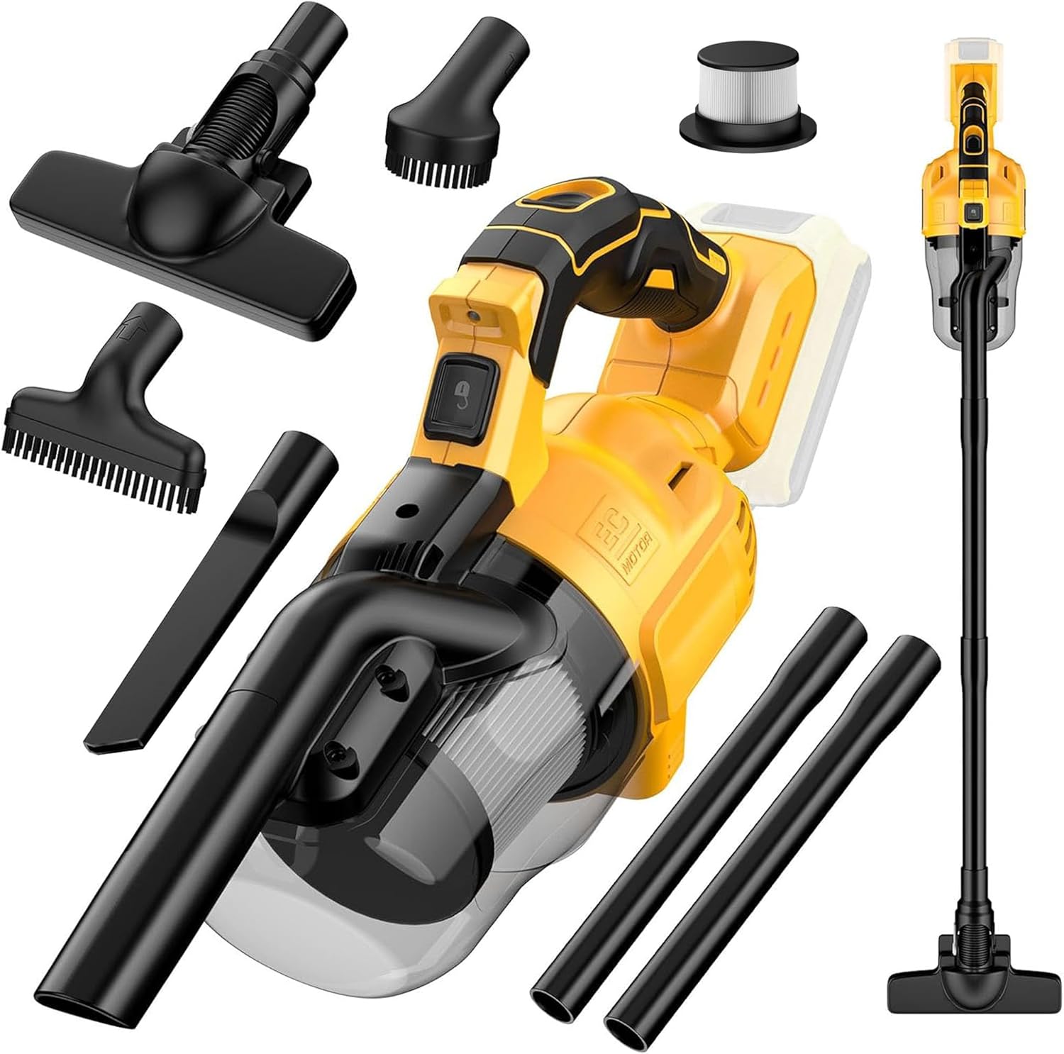 Cordless Vacuum Cleaner for Dewalt 20V Battery, 5 in 1 Handheld Electric Vacuum with Washable HEPA Filter，50CFM 100AW Cordless Vacuum for Floor, Carpet, Car(Battery Not Included)