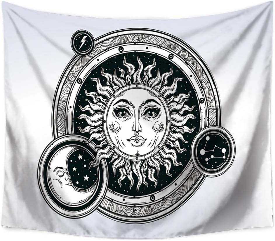 Nunbee Bohemian & Sun Print Wall Tapestry Polyester Hippie Tapestry Decorative Wall Hanging Tapestries Bedroom Dorm Home Decor BS #6-35x29 Inch / 90x75 CM