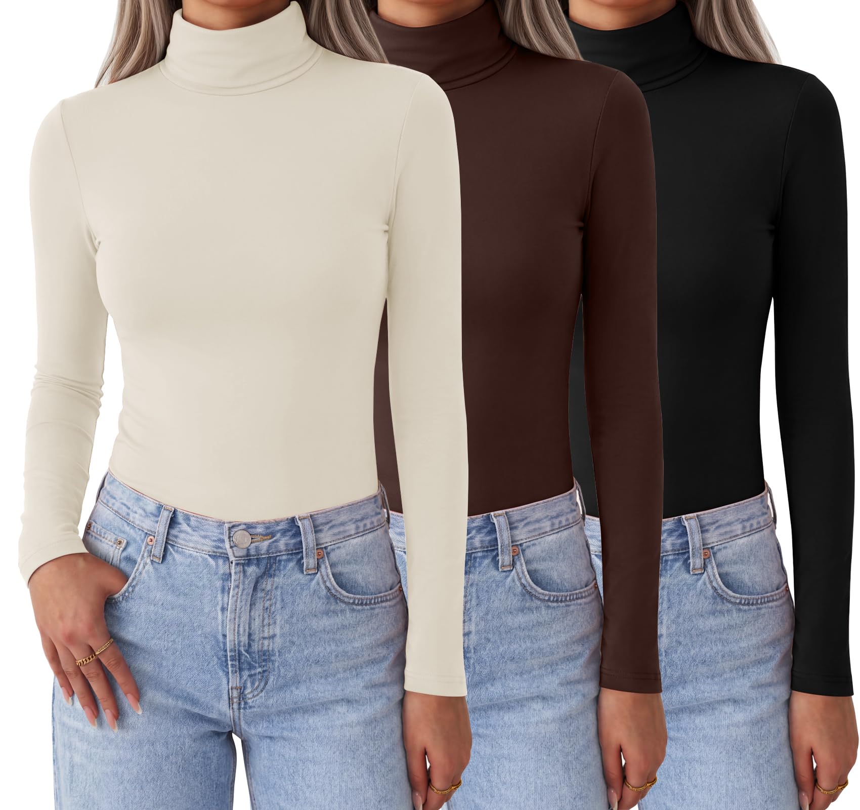 Zeagoo Women's Turtleneck Long Sleeve Tops Lightweight Base Layer T-Shirts