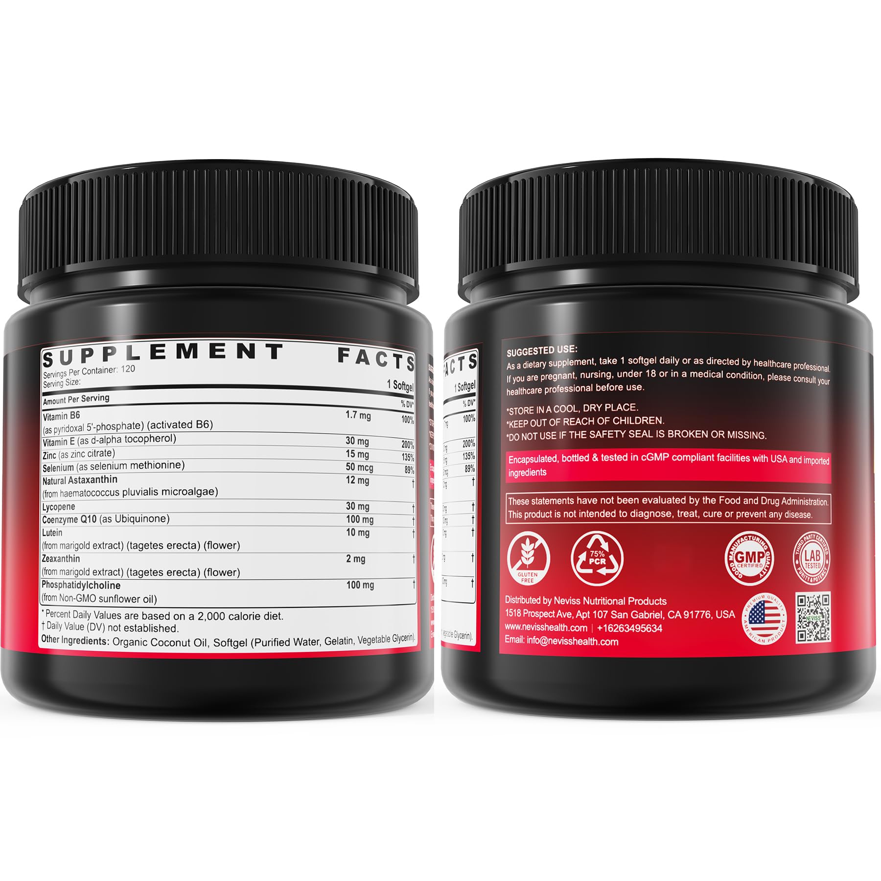 Liposomal Astaxanthin Supplements 12mg Lycopene, CoQ10, Lutein, Coconut Oil — Amazon image 9