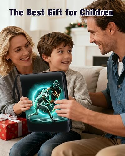 Miniatura 7 de Carpeta de tarjetas de fútbol con mangas, 9 bolsillos, protectores de tarjetas de fútbol, 810 bolsillos, carpeta de 3 anillos con cremallera, álbum