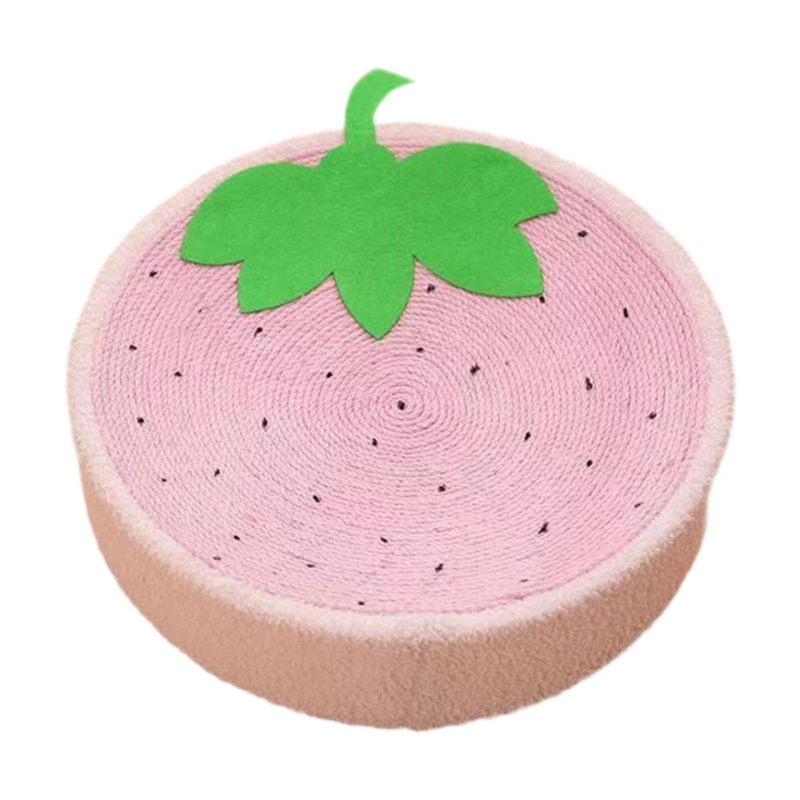 MFMEXUL Round Sisal er Bowl Indoor Cat Wear-Resistant Fruit Bowl for Kittens, Strawberry