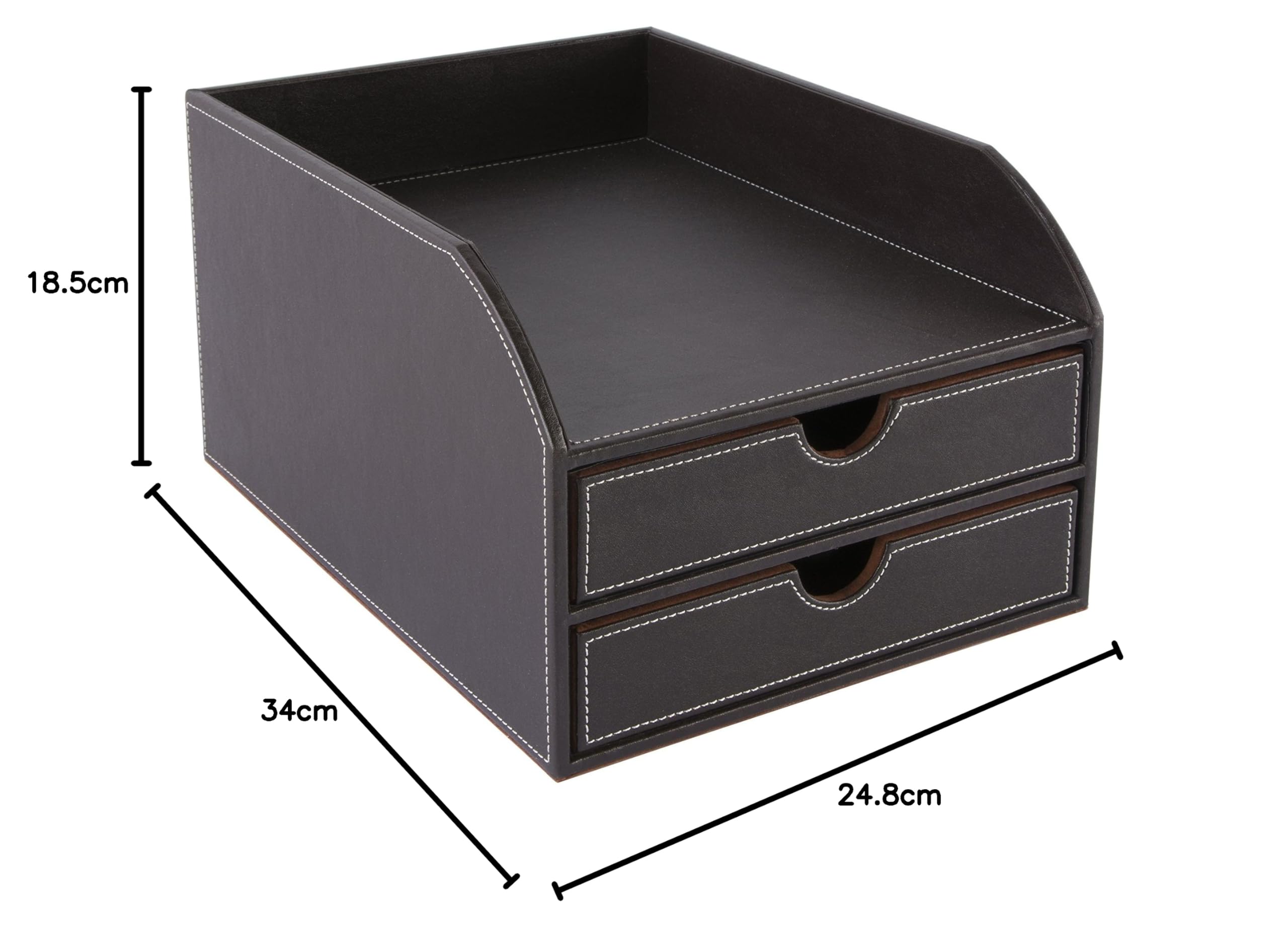 Osco Faux BPU2TPX Leather 2 Tier Sorter with Letter Tray - Brown