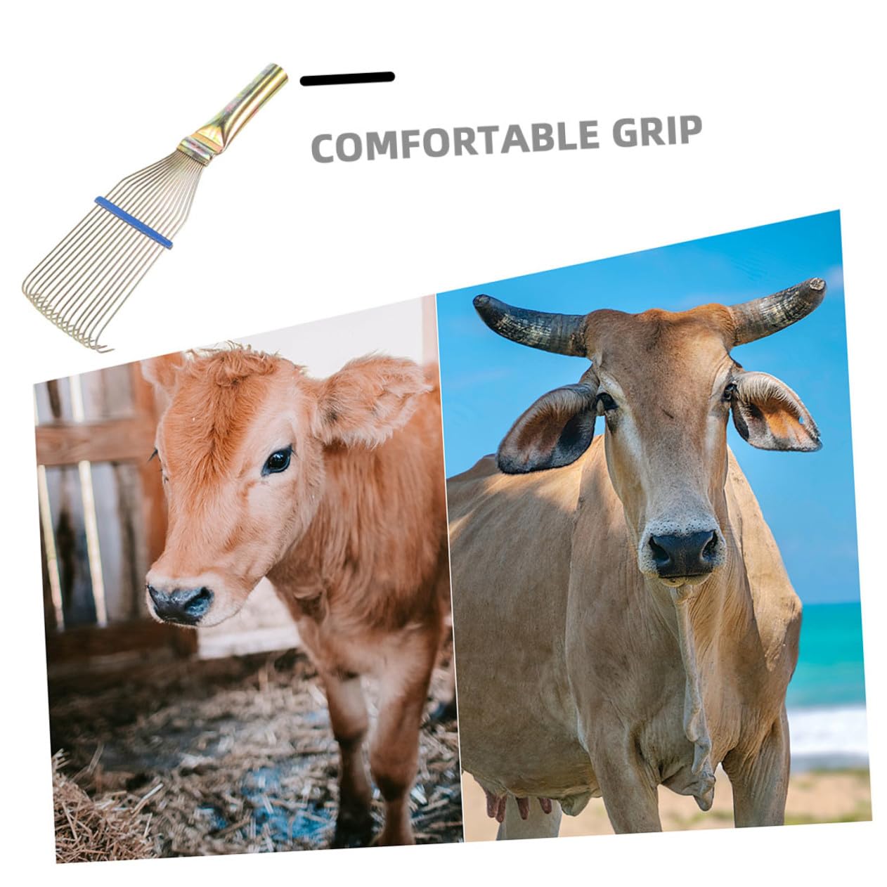 Artibetter 2pcs Wool Rake for Livestock with Heavy-duty Steel Teeth, 23cm Small Yellow Wool Comb for Horse and Cattle Deshedding, Animal Grooming Brush for Itch Relief and Coat Dematting
