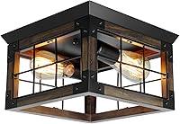 Vista 1 de Lámpara de techo de montaje empotrado estilo granja, 2 luces, lámpara de techo de granja, lámparas de cocina de esquina con enchufe E26, lámparas