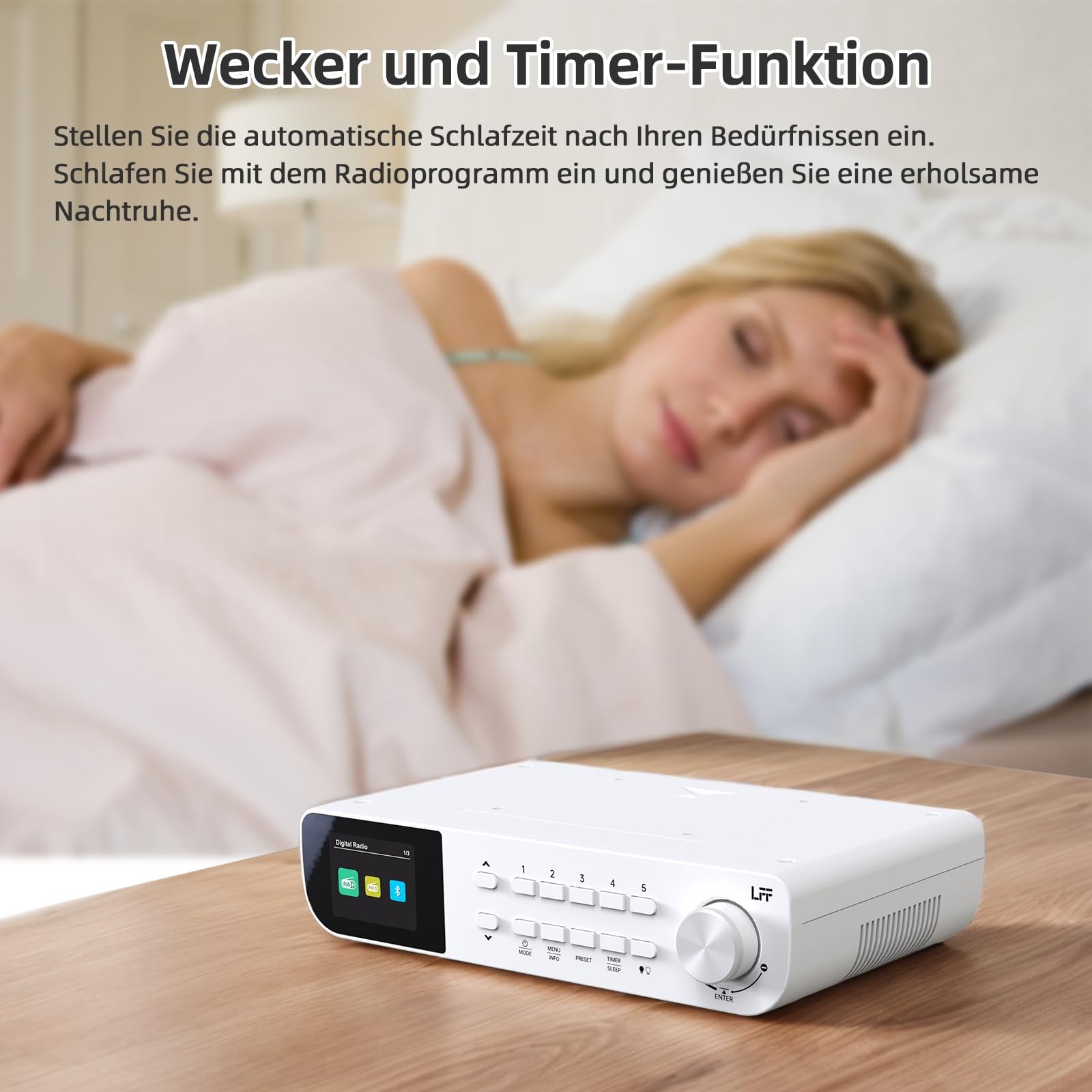 DAB Radio, LFF Küchenradio, DAB Digitalradio, DAB+ Radios Unterbau, Tragbares Küchen Radios Kabelgebunden, Radio mit Farbdisplay Bluetooth
